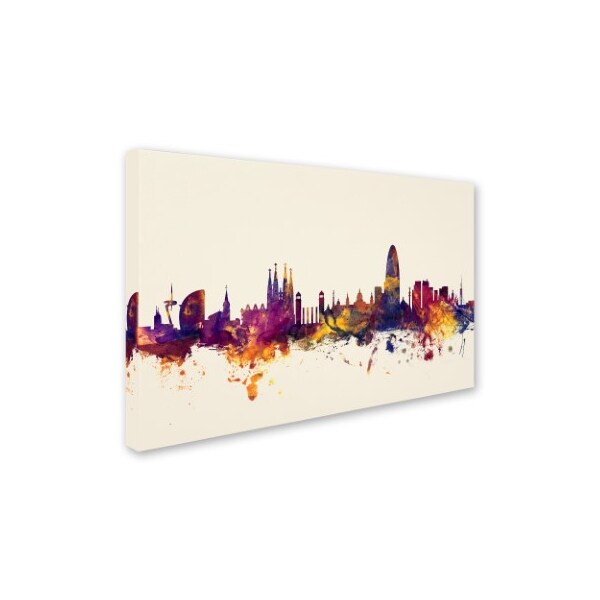 Michael Tompsett 'Barcelona Spain Skyline' Canvas Art,16x24